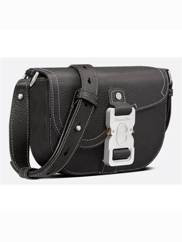 Saddle Strap Grain Calfskin Messenger Bag Black - DIOR - BALAAN 3