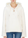 Women's Cami River Popover Logo Hooded Top Ivory - MOOSE KNUCKLES - BALAAN.
