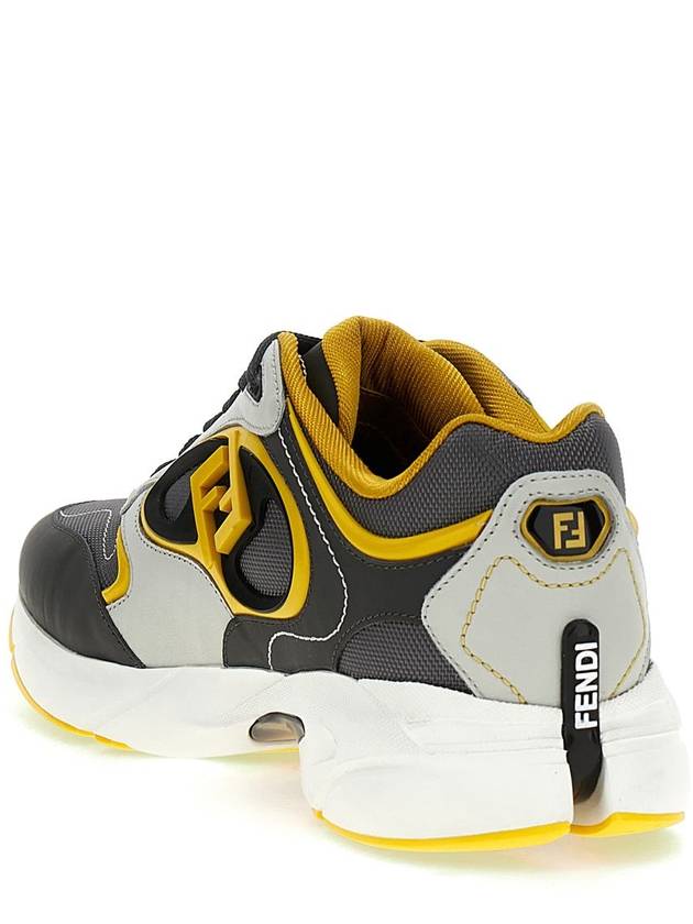 Forward Mesh Leather Low Top Sneakers Yellow Grey - FENDI - BALAAN 4