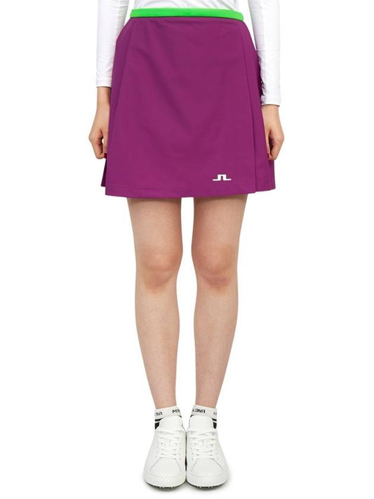 Women's Sierra Golf Pleated Skirt Green Purple - J.LINDEBERG - BALAAN 2