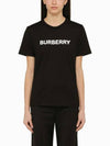 Logo Print Crew Neck Cotton Short Sleeve T-Shirt Black - BURBERRY - BALAAN 1