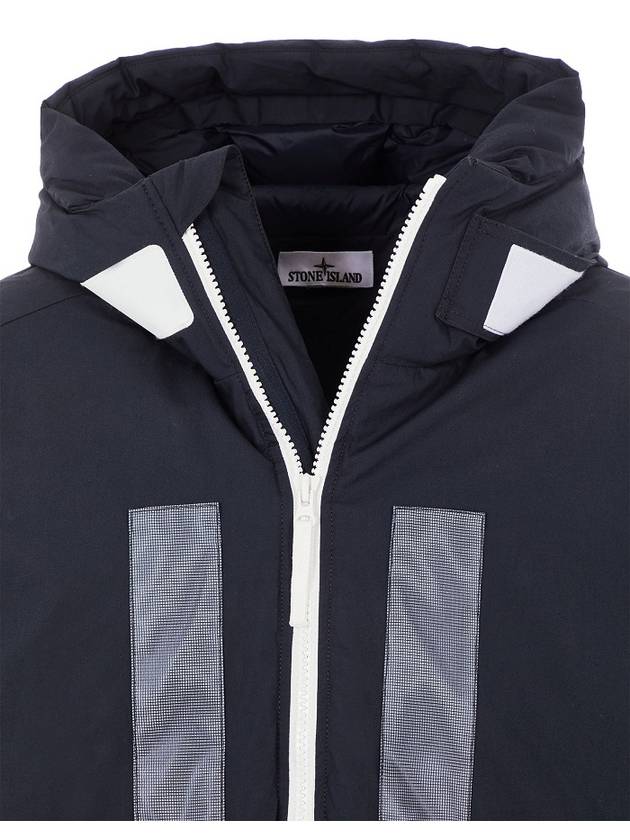 Marina Rubber Wax Poplin Hooded Down Jacket Navy - STONE ISLAND - BALAAN 6