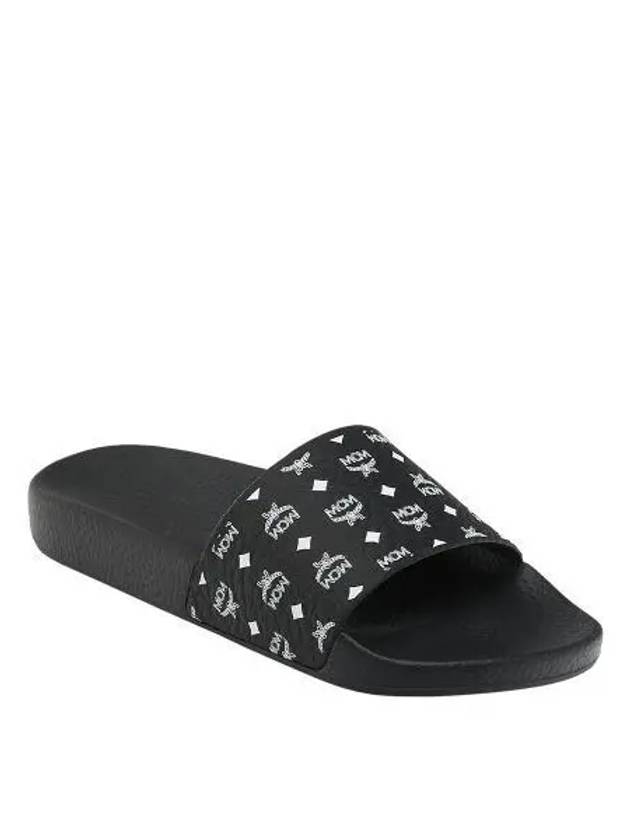 Monogram Print Rubber Slippers Black - MCM - BALAAN 2