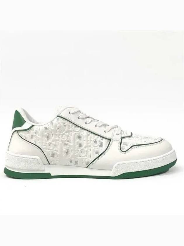 One Oblique Perforated Calfskin Low Top Sneakers White Green - DIOR - BALAAN 2