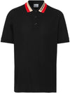 Logo Stripe Short Sleeve Polo Shirt Black - BURBERRY - BALAAN 3