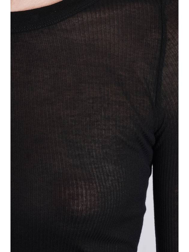 Low Cut Ribbed Knit Top Black - RICK OWENS - BALAAN 4