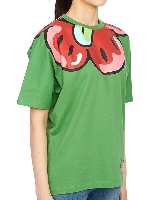 Boke Boy Kimono Flower Print Short Sleeve T-Shirt Green - KENZO - BALAAN 4