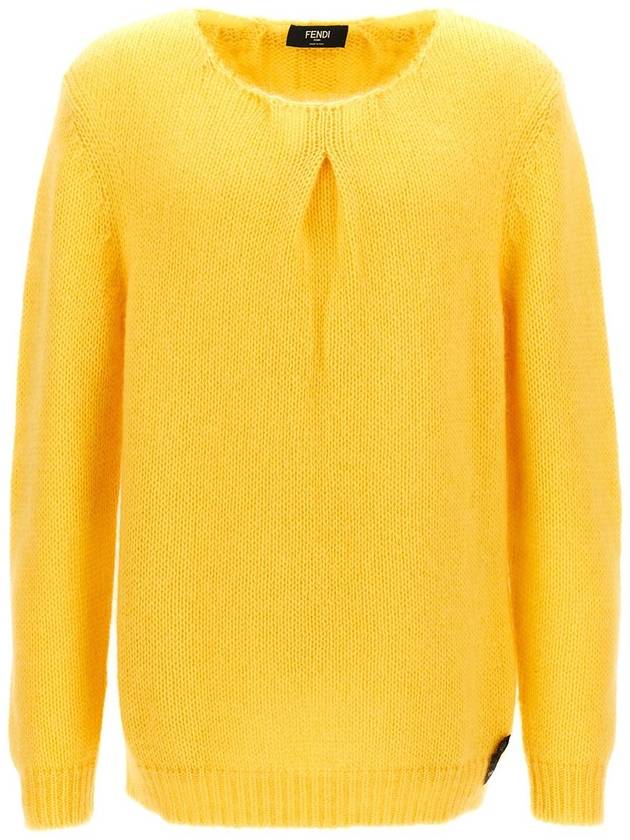 Crew Neck Mohair Knit Top Yellow - FENDI - BALAAN 2