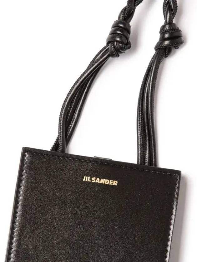 Logo Tangle Phone Holder Leather Cross Bag Black - JIL SANDER - BALAAN 5