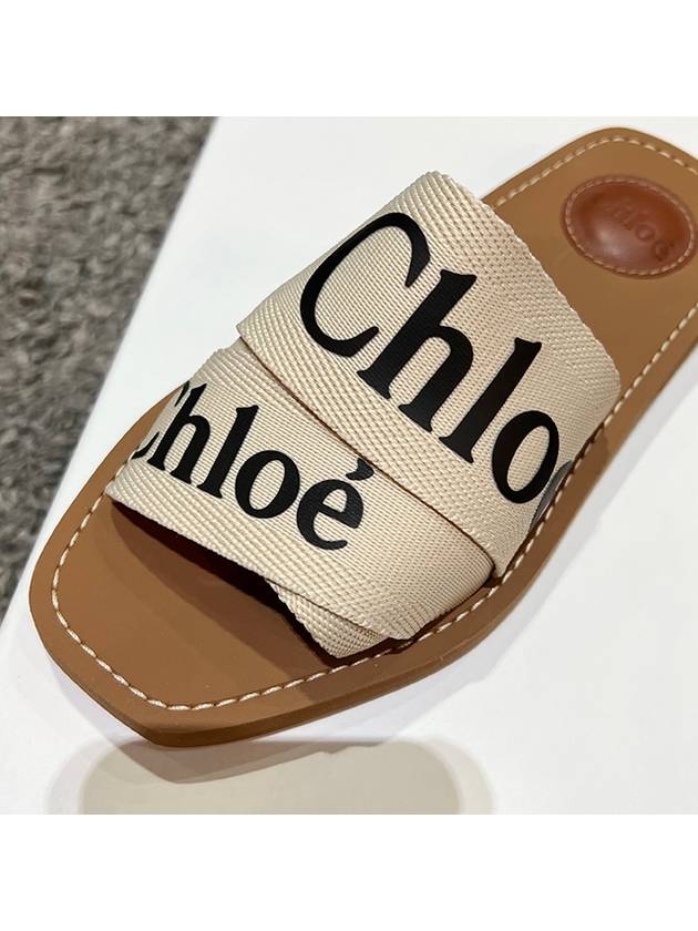 Woody Logo Flat Mule Slippers White - CHLOE - BALAAN 7