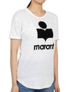 Koldi Logo Linen Short Sleeve T-Shirt White - ISABEL MARANT ETOILE - BALAAN 4