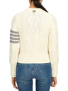 4 Bar Aran Cable Merino Crew Neck Pullover Knit Top White - THOM BROWNE - BALAAN 5