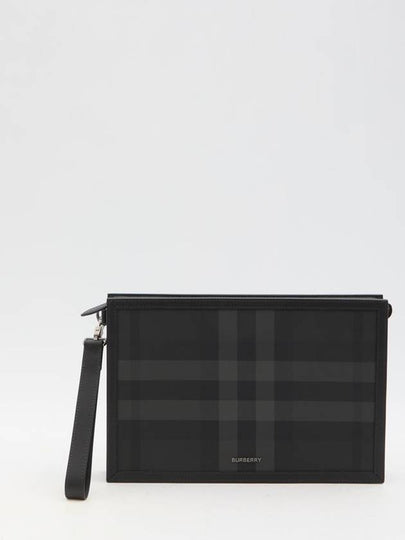 Check Small Logo Clutch Bag Black - BURBERRY - BALAAN 2