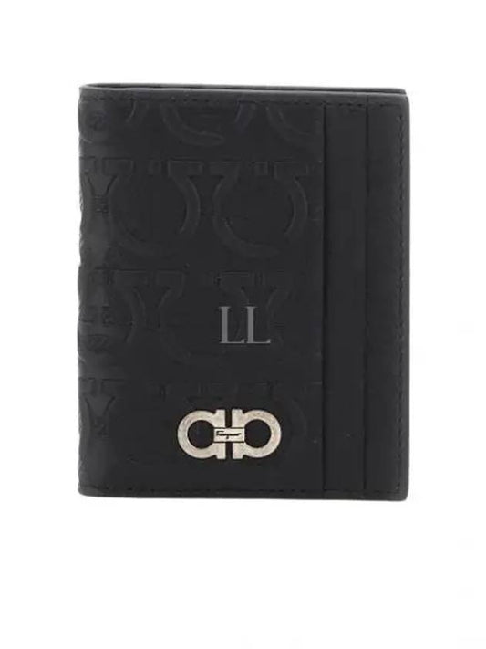 Embossed Logo Flap Gancini Card Wallet Black - SALVATORE FERRAGAMO - BALAAN 2