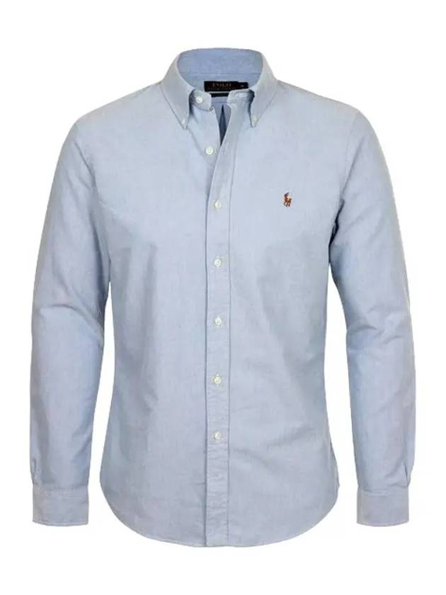 Men's Embroidery Pony Slim Fit Long Sleeves Shirt Blue - POLO RALPH LAUREN - BALAAN 4