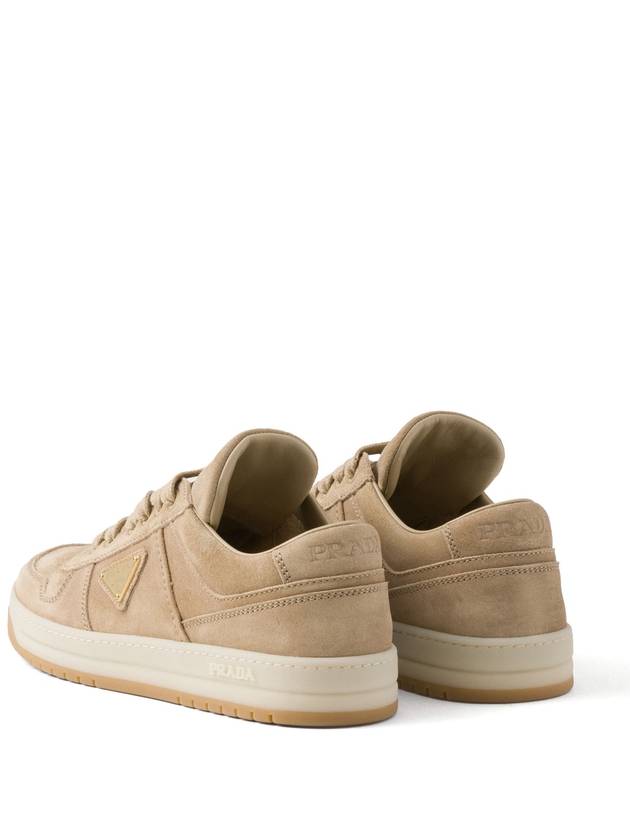 Downtown Suede Low Top Sneakers Ecru - PRADA - BALAAN 4