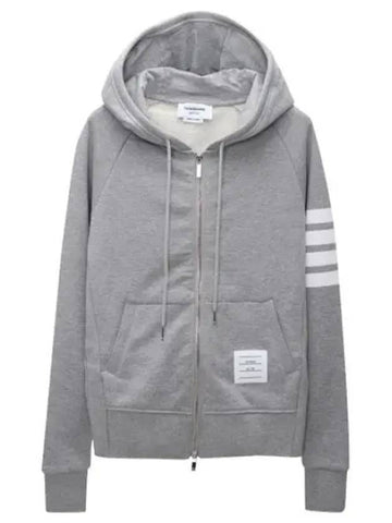 Diagonal Stripe RWB Tab Loopback Jersey Hooded Zip up Women - THOM BROWNE - BALAAN 1