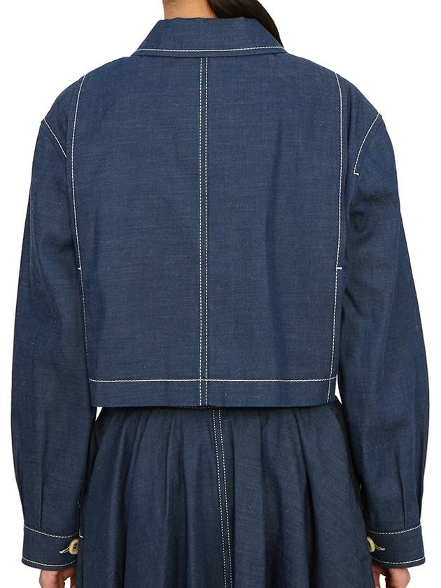 Women's Cropped Denim Jacket Blue - GUCCI - BALAAN.