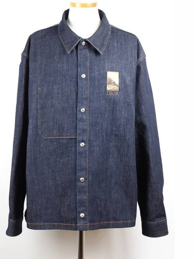 x Kim Jones Kerouac Logo Over Denim Shirt Jacket 56 - DIOR - BALAAN 1