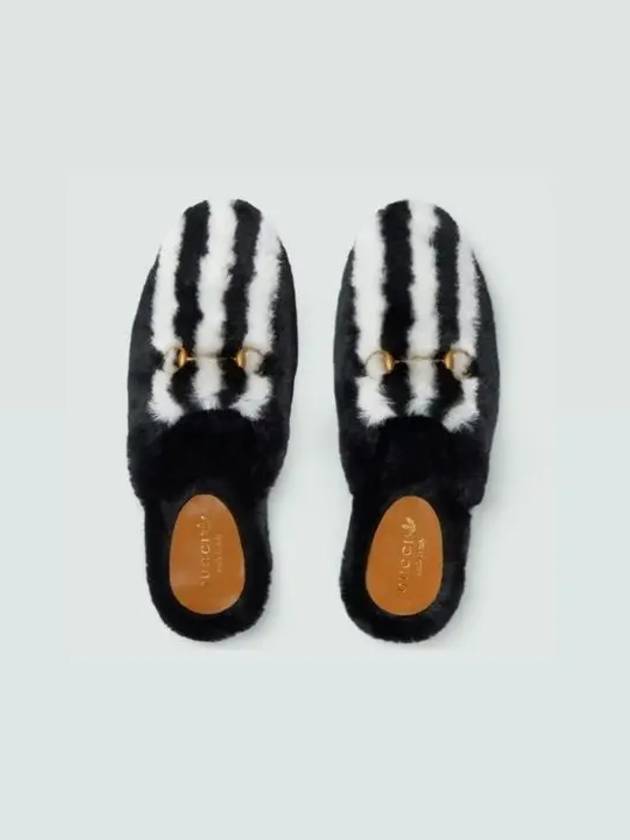 Horsebit 3 Striped Fur Mule Black - GUCCI - BALAAN 4