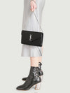 Cassandre Matelasse Chain Cross Bag In Grain de Poudre Embossed Leather Black - SAINT LAURENT - BALAAN 3