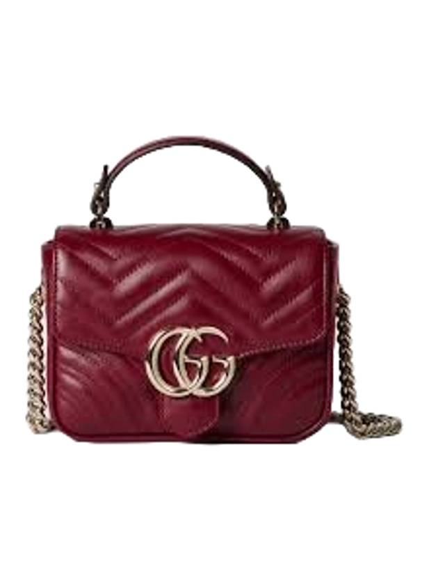 GG Marmont Quilted Chevron Leather Mini Handle Cross Bag Red - GUCCI - BALAAN 1