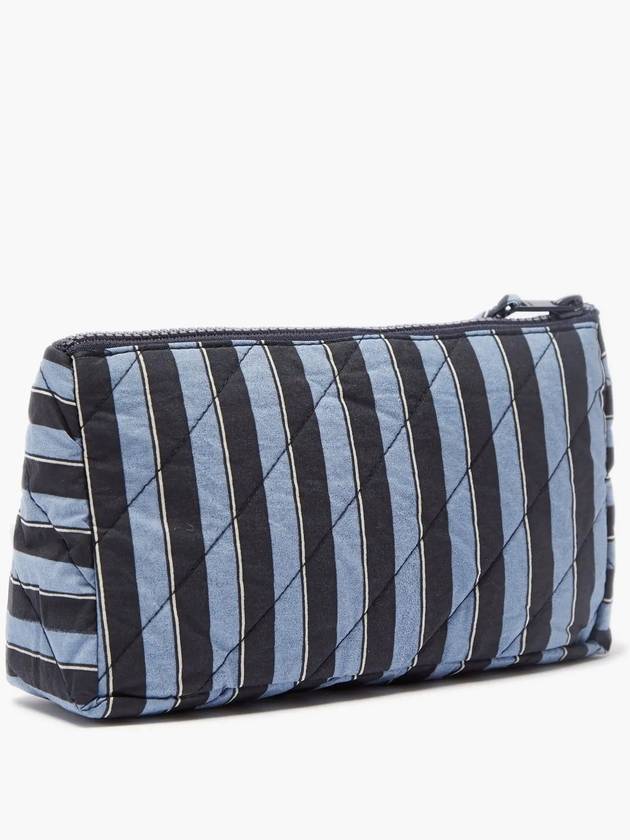 Striped Organic Cotton Makeup Pouch Wash Bag Blue - GANNI - BALAAN 4