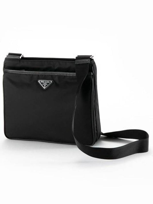 Triangle Logo Re-nylon Saffiano Leather Cross Bag Black - PRADA - BALAAN 2