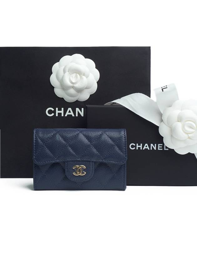 Classic gold caviar card wallet navy - CHANEL - BALAAN 2