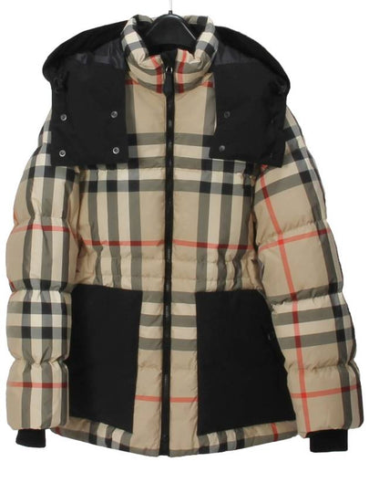 Women's Detachable Check Hooded Padding Archive Beige - BURBERRY - BALAAN 2