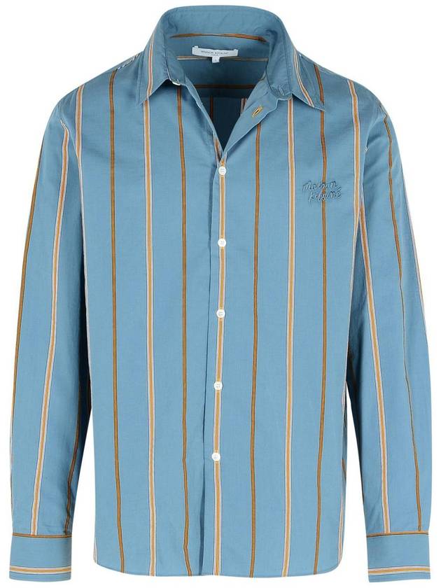 Maison Kitsuné 'Relaxed' Light Blue Cotton Blend Shirt - MAISON KITSUNE - BALAAN 1