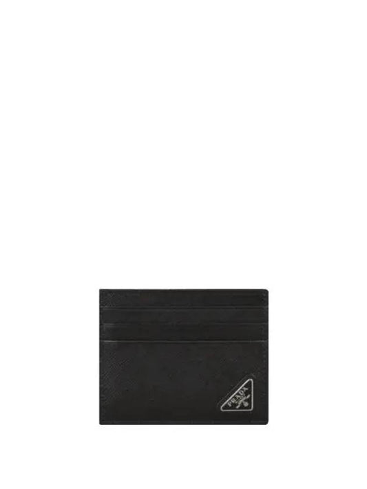 Triangle Logo Saffiano Card Wallet Black - PRADA - BALAAN 2