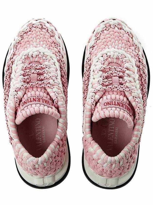 Crochet Low Top Sneakers Pink - VALENTINO - BALAAN 7