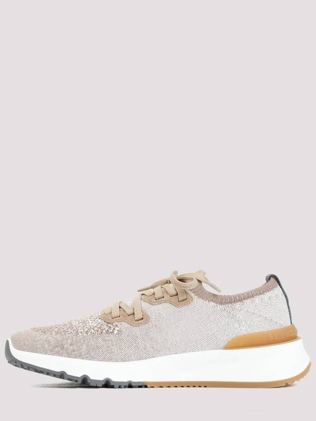 Stretch Knit Low Top Sneakers Brown - BRUNELLO CUCINELLI - BALAAN 3