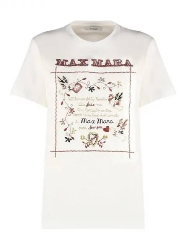 Logo Cotton Short Sleeve T-Shirt White - MAX MARA - BALAAN 2