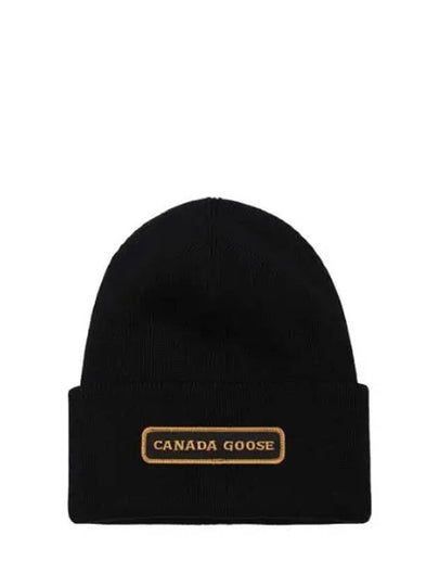 Logo Patch Wool Beanie Black - CANADA GOOSE - BALAAN 2