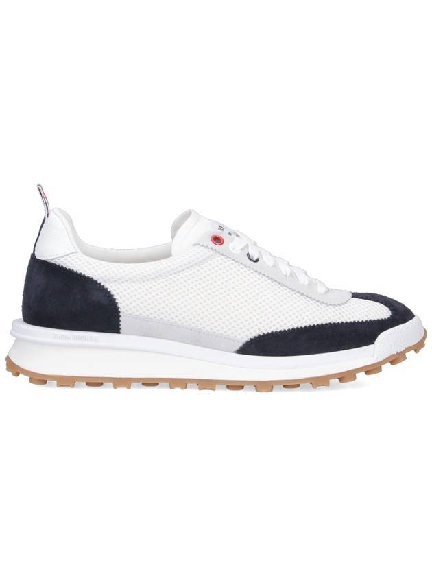 Fine Kid Suede Tech Runner Sneaker Navy - THOM BROWNE - BALAAN 1