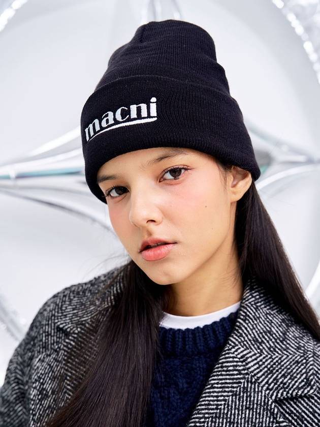 LOGO KNIT BEANIE BLACK - MACNI - BALAAN 3