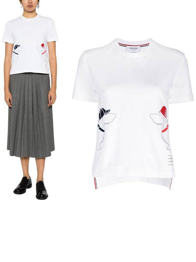 Cotton Twin Hector Embroidery Short Sleeve T-Shirt White - THOM BROWNE - BALAAN 2