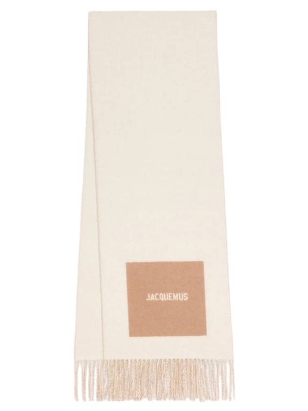 Logo Detail Fringe Muffler Beige - JACQUEMUS - BALAAN 1