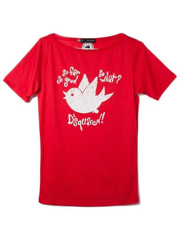 12th Anniversary Logo Bird Print TShirt Red 72GC0656 - DSQUARED2 - BALAAN 1