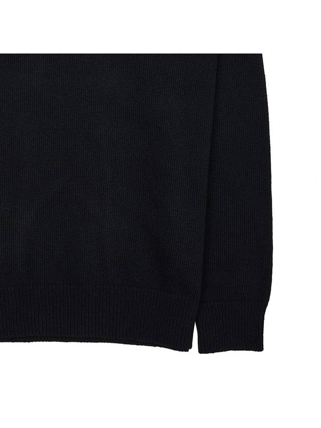 Logo Patch Lambswool Crewneck Knit Top Black - STONE ISLAND - BALAAN 7