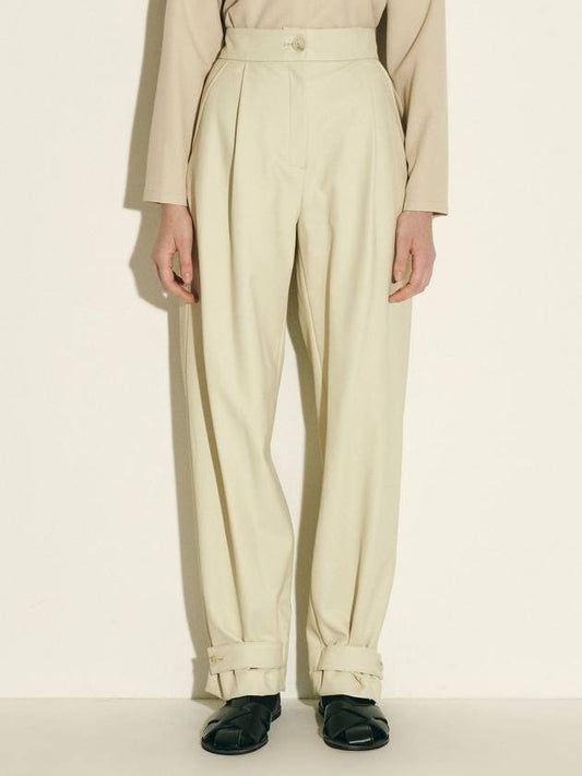 Vegan Leather Strap Wide Pants Ash Khaki - JUN BY JUN K - BALAAN 2