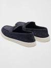 Triangle Logo Suede Leather Loafers Blue - PRADA - BALAAN 3