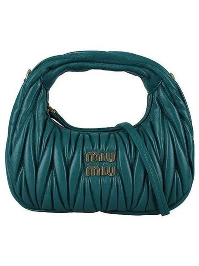 Wander Matelasse Nappa Leather Hobo Mini Bag Lagoon Blue - MIU MIU - BALAAN 2