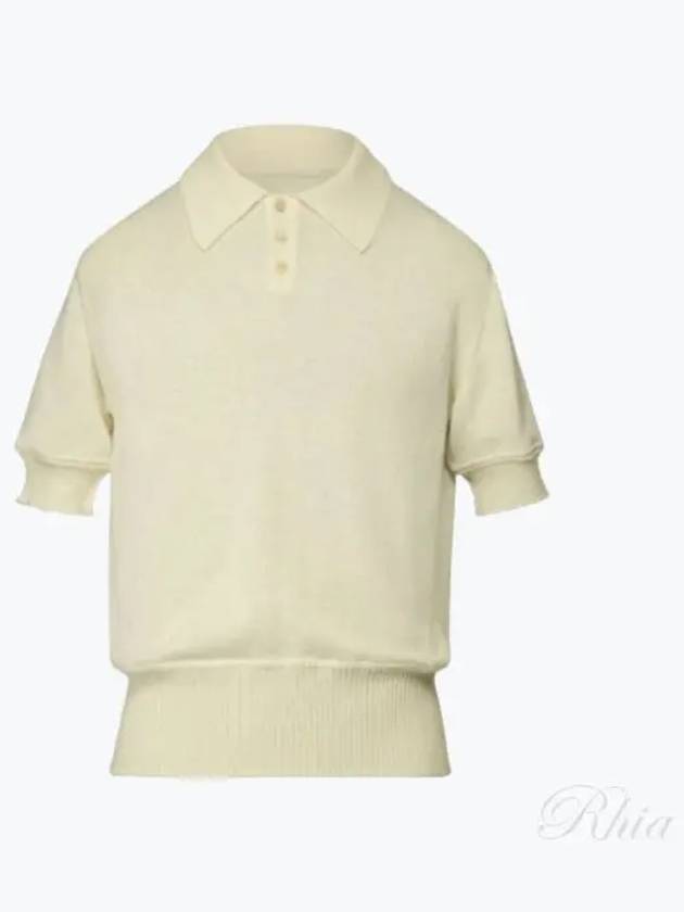 Back Stitch Wool Polo Knit Top Off White - MAISON MARGIELA - BALAAN 2