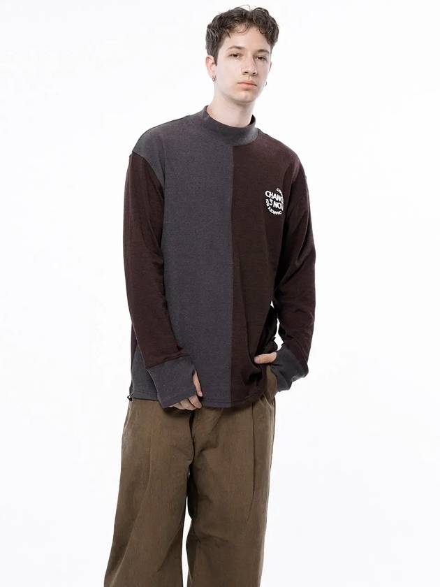 Men s M243MT04BR Circular Reverse Wool Half Neck Sweatshirt Brown - CHANCE'S NOI - BALAAN 1