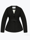 Drapey Melange Single Breasted Blazer Jacket Black - GANNI - BALAAN 2