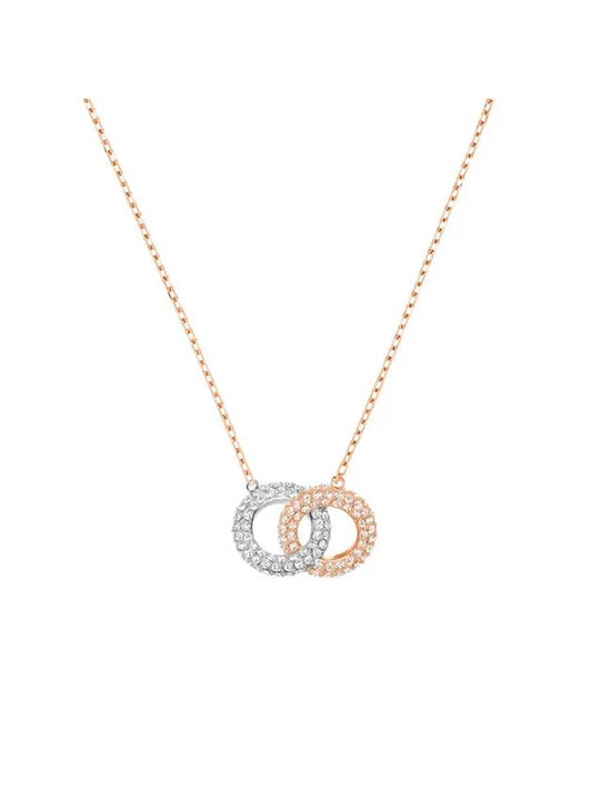 Stone Interlocking Circle Necklace Rose Gold - SWAROVSKI - BALAAN 1
