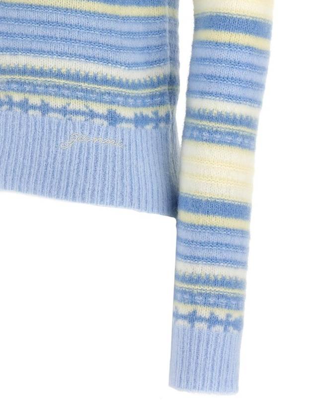 Striped Soft Wool Cardigan Light Blue - GANNI - BALAAN 5